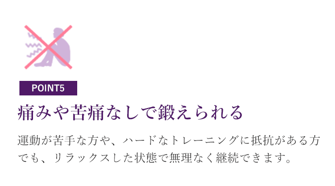 痛みや苦痛なしで鍛えられる